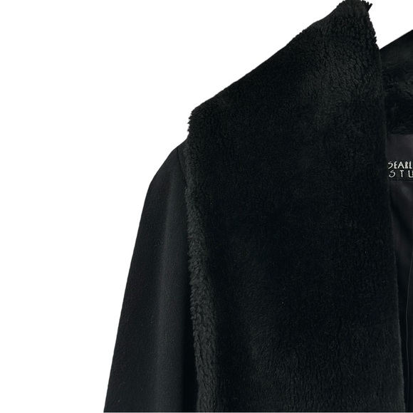 Vintage Searle Blatt Studio Black Fur Trimmed Wool Coat sz 6 - Picture 3 of 7